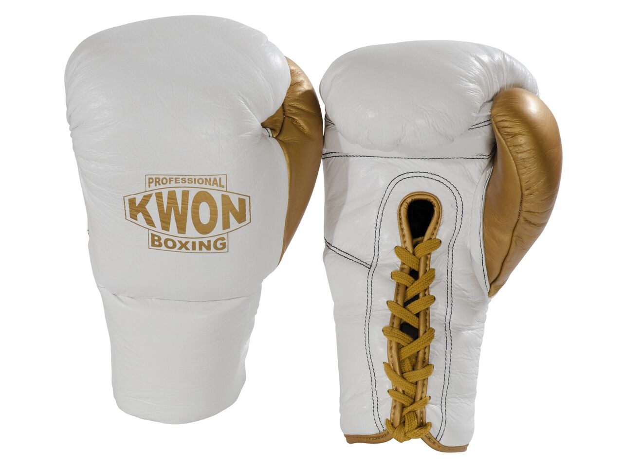 Guanti Boxe con lacci bianco/oro