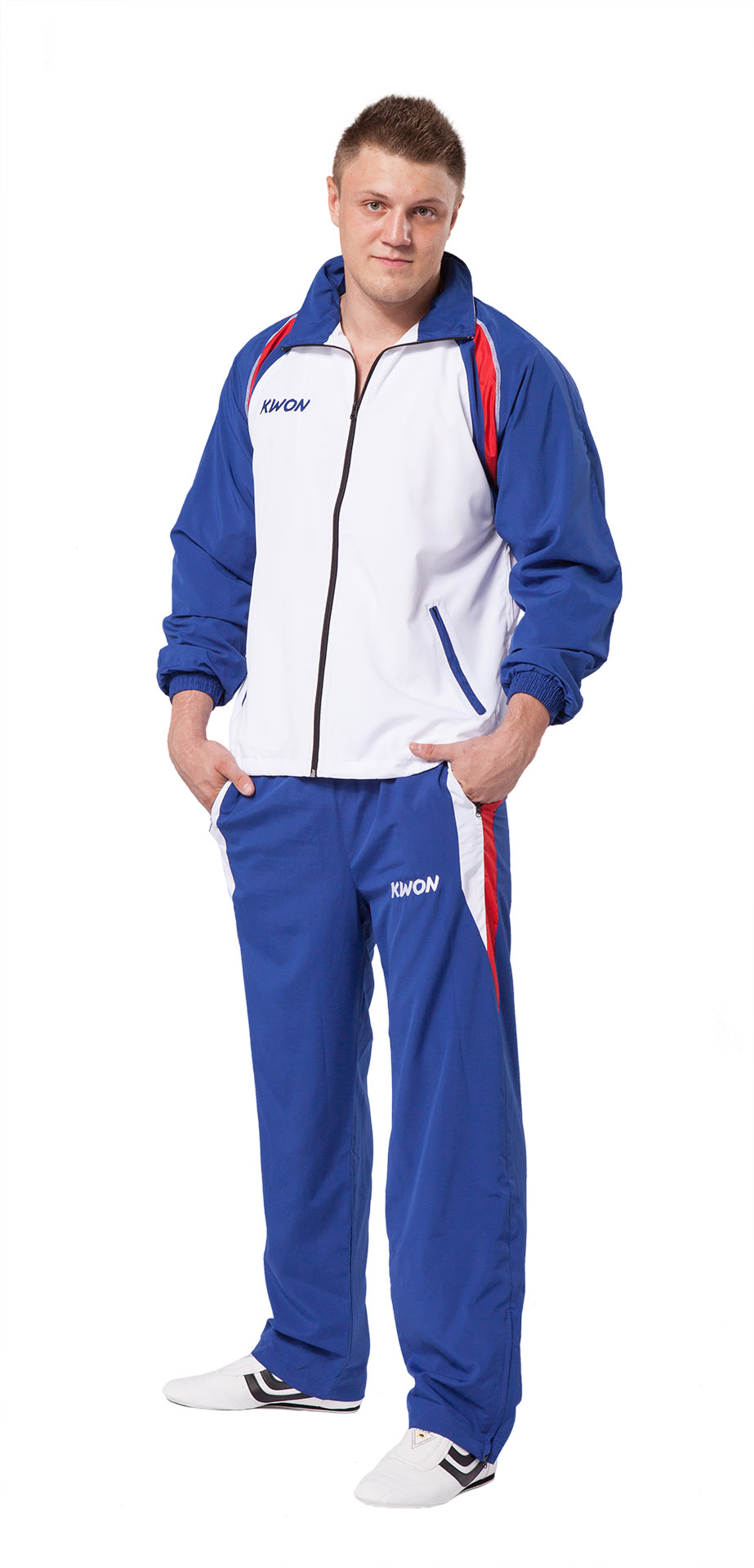 Tuta da Ginnastica Endurance blu/bianco