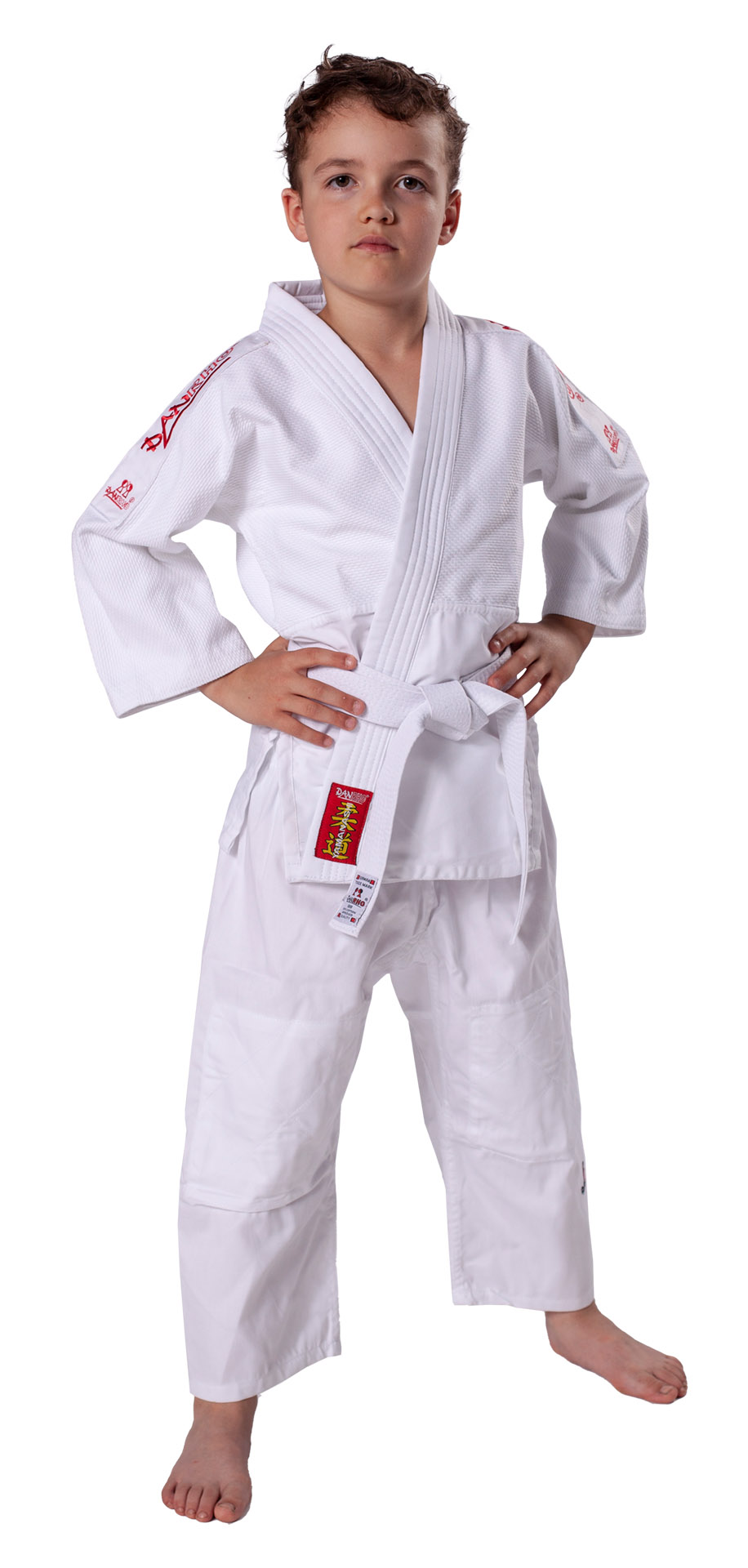 DANRHO Uniforme Judo Yamanashi con logo spalle bianca o blu