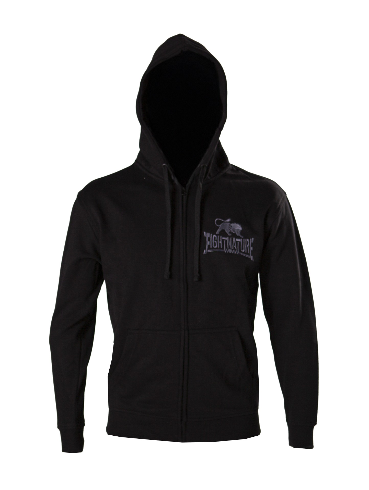 FIGHTNATURE Felpa nera con zip e logo