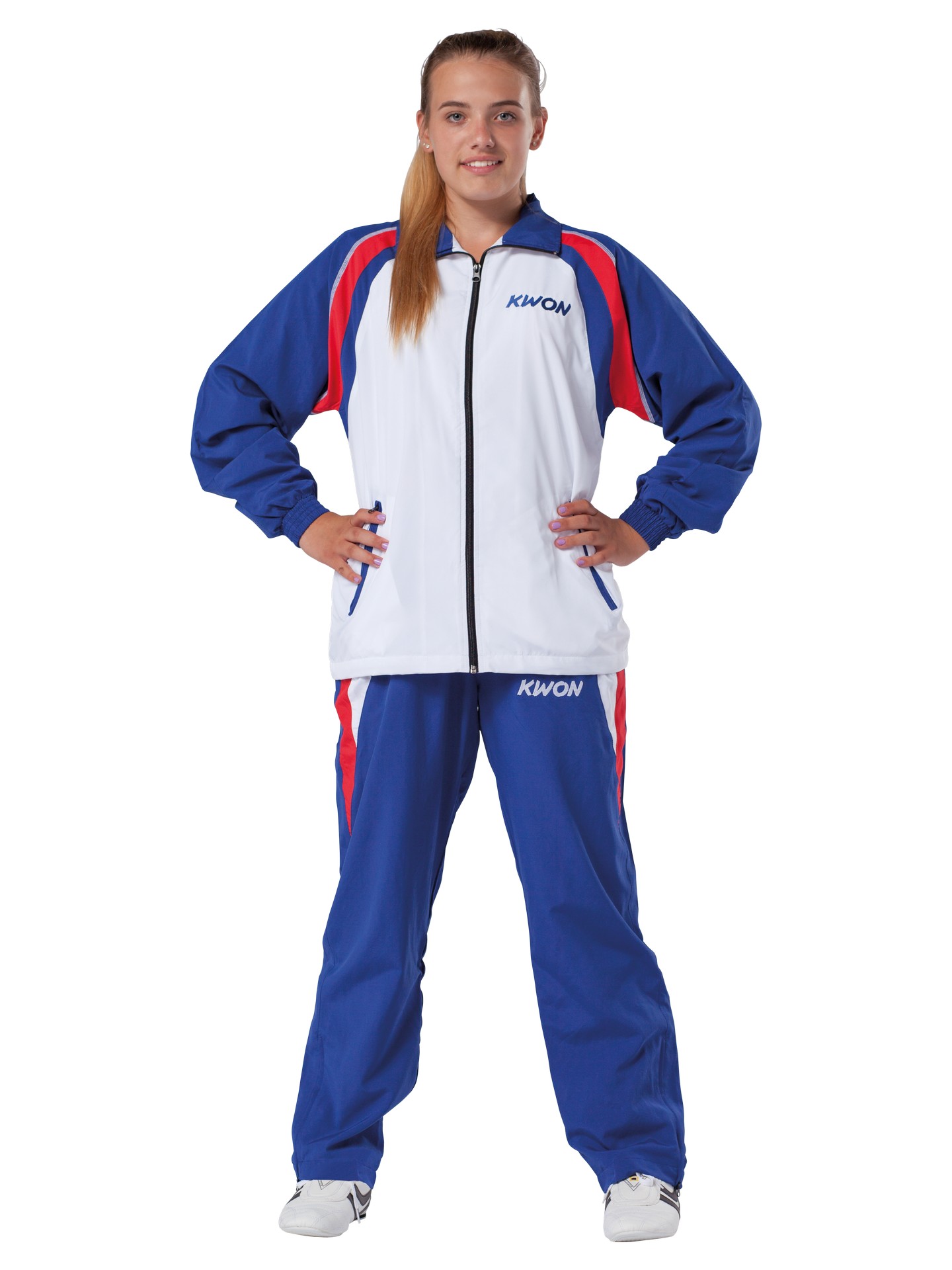 Tuta da Ginnastica Endurance blu/bianco